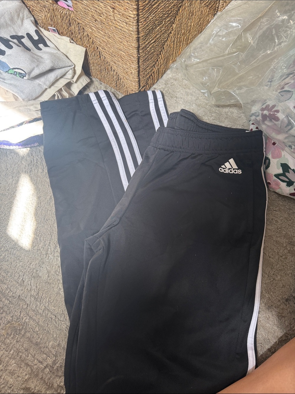 adidas Black Joggers with White Triple Stripes